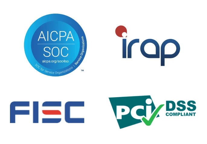 PCI, FISC ,SOC, IRAP logos